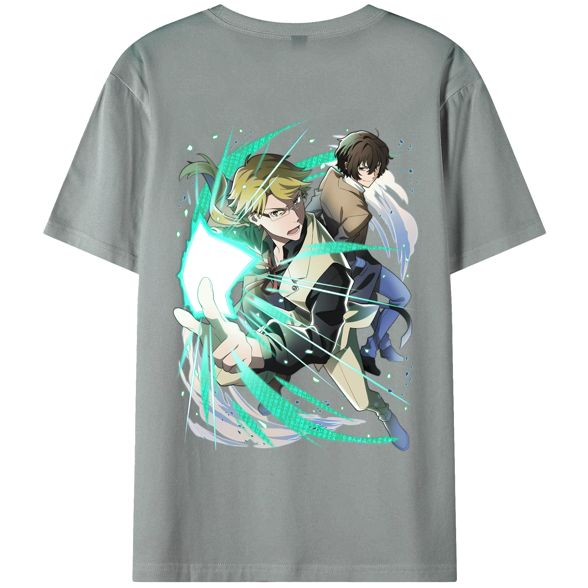 （画像用） 文豪ストレイドッグス Bungo Stray Dogs 綿100％ メンズ半袖Tシャツ（バックプリント） 通気性